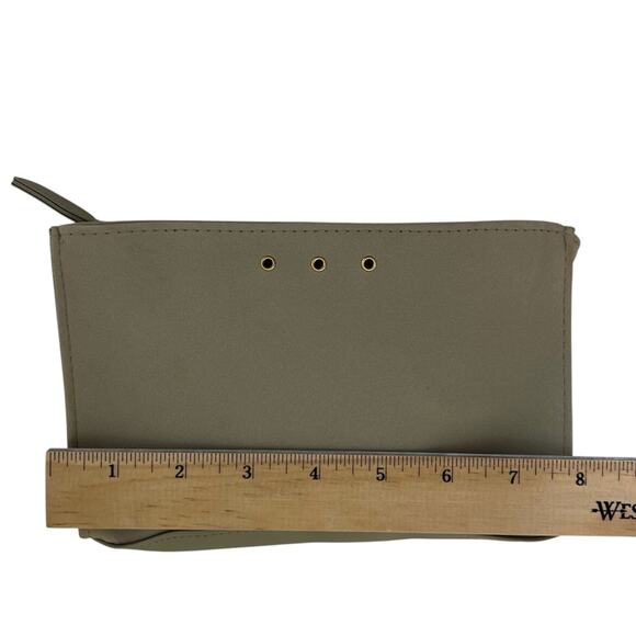 Estee Lauder Womens Makeup Bag Beige Faux Suede Zip Closure 8 in x 5 in - Picture 3 of 8